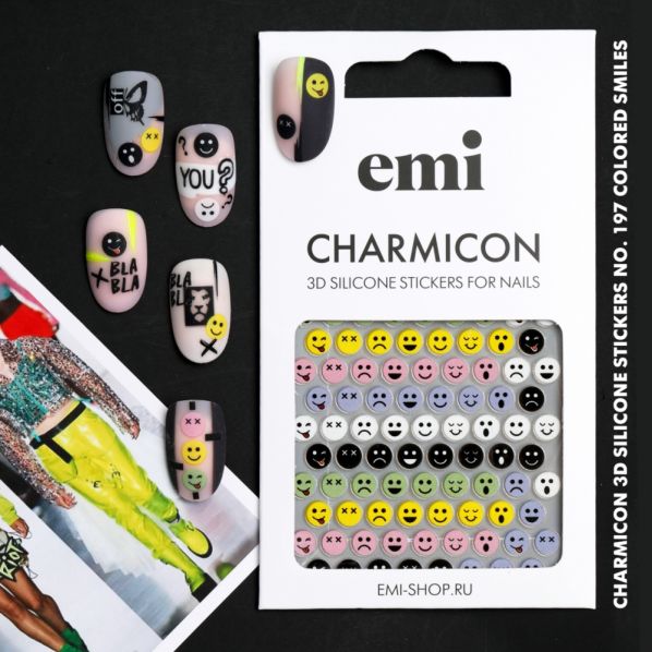 №197 Charmicon 3D Silicone Stickers Цветные смайлы