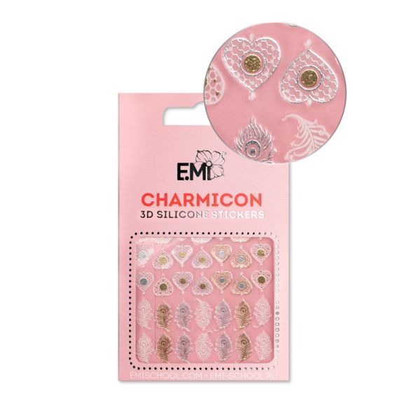 №107 Charmicon 3D Silicone Stickers Перья и сердца